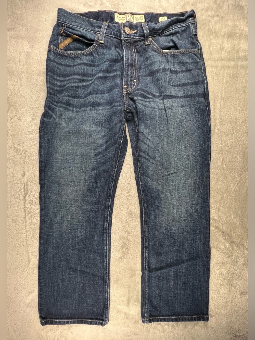Ariat M4 Jeans Men's Size 40x34 Relaxed Fit Bootcut Dark Wash Blue Denim Starch